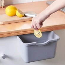 1pc Simple Kitchen Cabinet Door Hanging Trash Can, Saves Space, Suitable For Kitchen, Living Room, Etc. - Grey - View 4