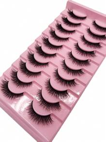 10 Pairs Of Curly Cat Eye 3D Faux Mink Eyelashes For Makeup, Handmade Natural Thick False Eyelashes - Natural Lashes - View 8