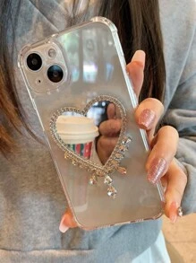 Valentines Clear Heart Shape Phone Case/Heart Shaped Mirror & Rhinestone Phone Case/Compatible With IPhone 15 Pro Max/15 Pro/15/14 Pro Max/14 Pro/14/13 Pro Max/13 Pro/13/12 Pro Max/12/11