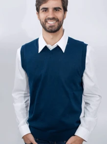 Men Sweater Vests - Màu xanh hải quân - Xem 1