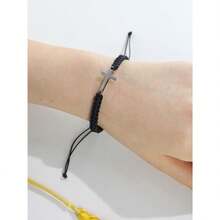 Cross Bracelet For Men Black String Rope Braided Bracelet Christian Handmade Adjustable Protection Bracelet Charm Bracelets For Men Women - Black - View 3