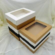 10pcs/Pack Kraft Paper & White Cardboard Transparent PVC Window Display Gift Box For Towels, Silk Scarfs, Toys, Necklaces, Etc.
