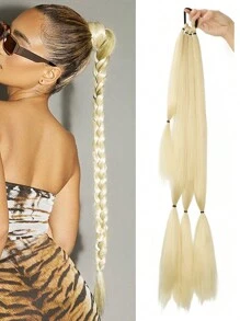 Long Braided Ponytail Extension With Hair Tie Straight Wrap Around Hair Extensions Ponytail Natural Soft Synthetic Hair Piece For Women Daily Wear 26inch 30inch 34 Inch 1 Pc Brown Dark Brown For Christmas New Year Carnival Music Festival