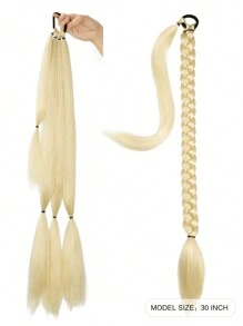 Long Braided Ponytail Extension With Hair Tie Straight Wrap Around Hair Extensions Ponytail Natural Soft Synthetic Hair Piece For Women Daily Wear 26inch 30inch 34 Inch 1 Pc Brown Dark Brown For Christmas New Year Carnival Music Festival