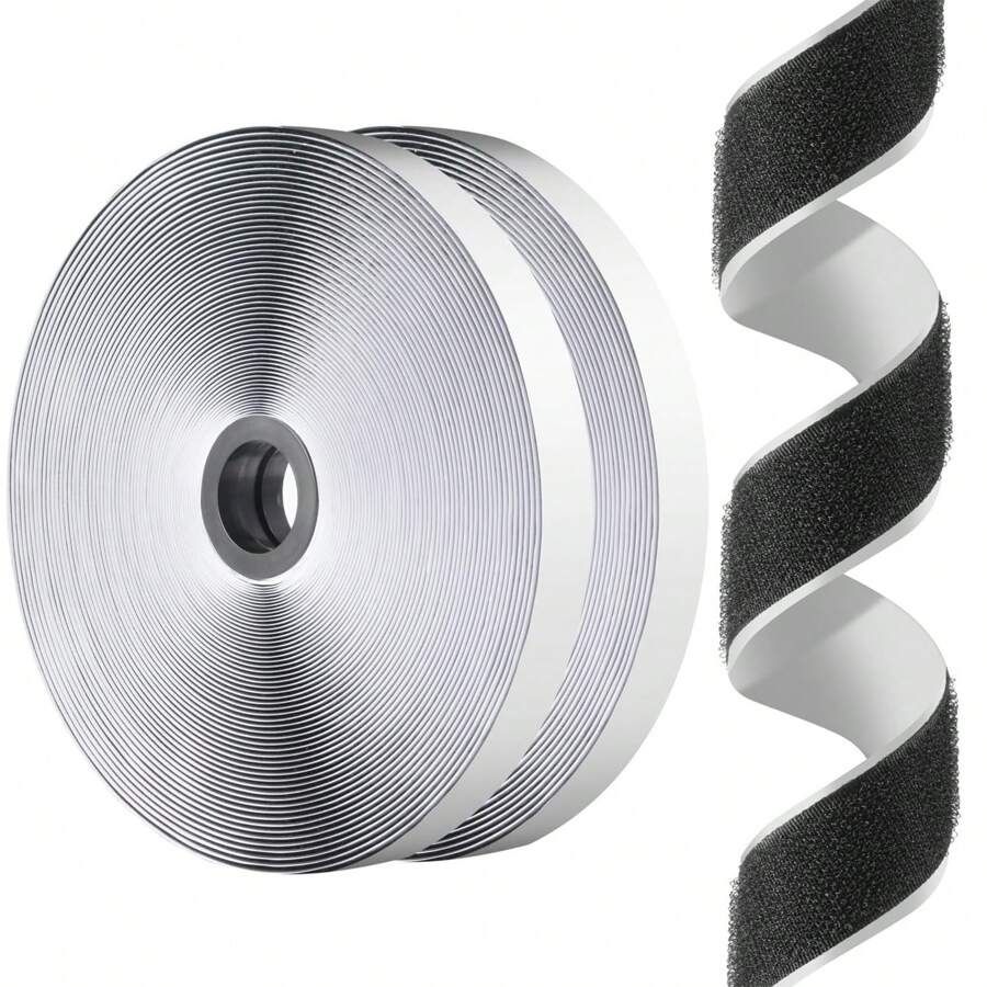 2.5cm*25m Black Heavy Duty Hook And Loop Tape With Strong Adhesive