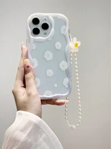 适用于苹果手机的奶油色漩涡波浪边闪粉碎花彩绘防震手机壳，带挂绳，兼容 XR/7/8、 15 Pro Max、 13、 14、 11、 XS；兼容 Galaxy S24、Galaxy S24+、Galaxy S24 Ultra、Galaxy S22、Galaxy A13 4G、Galaxy A52、Galaxy A52s 5G；兼容 Redmi Note 11、11 Lite（国际版，非国内版）。 - 彩色 - 查看 3