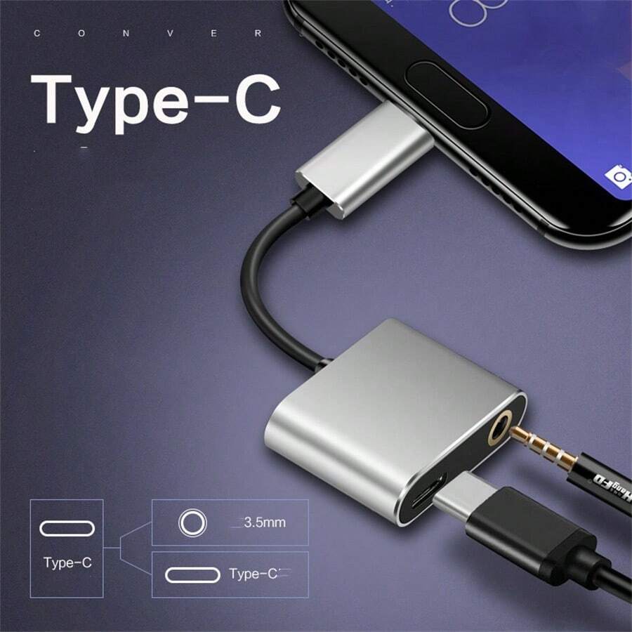 USB Type C To 3.5 Mm Earphone Jack Adapter 2 In 1 USB C Aux Audio Cable