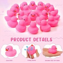 10/25pcs Pink Rubber Ducks, Bath Tub Toys, Squeaky Floating Duck, Summer Beach & Pool Party, Festival Decor & Gifts - Multicolor - View 2