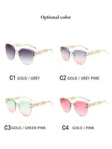One Pair Of New PC Square Frameless Fashion Glasses For Women And Men, Stylish, Retro Personalized Fashion Glasses. - Multicolor - View 3