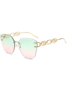 One Pair Of New PC Square Frameless Fashion Glasses For Women And Men, Stylish, Retro Personalized Fashion Glasses. - Multicolor - View 4