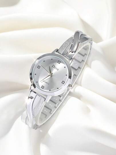 DISU Disu Ladies Zilver Stainless Steel Strap Classic Business Horloge Rhinestone Quartz Movement. As Students Returning To School view 2