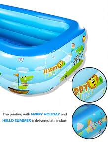 1pc Summer Family Paddling Pool Inflatable Pool Anti-Leak Comfortable Wear-Resistant Foldable Swimming Pool Beach Floaty Party Supplies Not For Adult, Beach Essentials, Beach Accessories