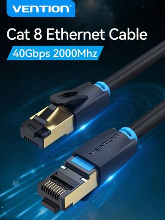VENTION Cat8 Ethernet Cable RJ45 Network Patch Cord Cat8 High Speed 40Gbps 2000Mhz Shielded Heavy Duty With Gold Plated RJ45 Gaming And Internet Connectivity For PC, Router, Modem