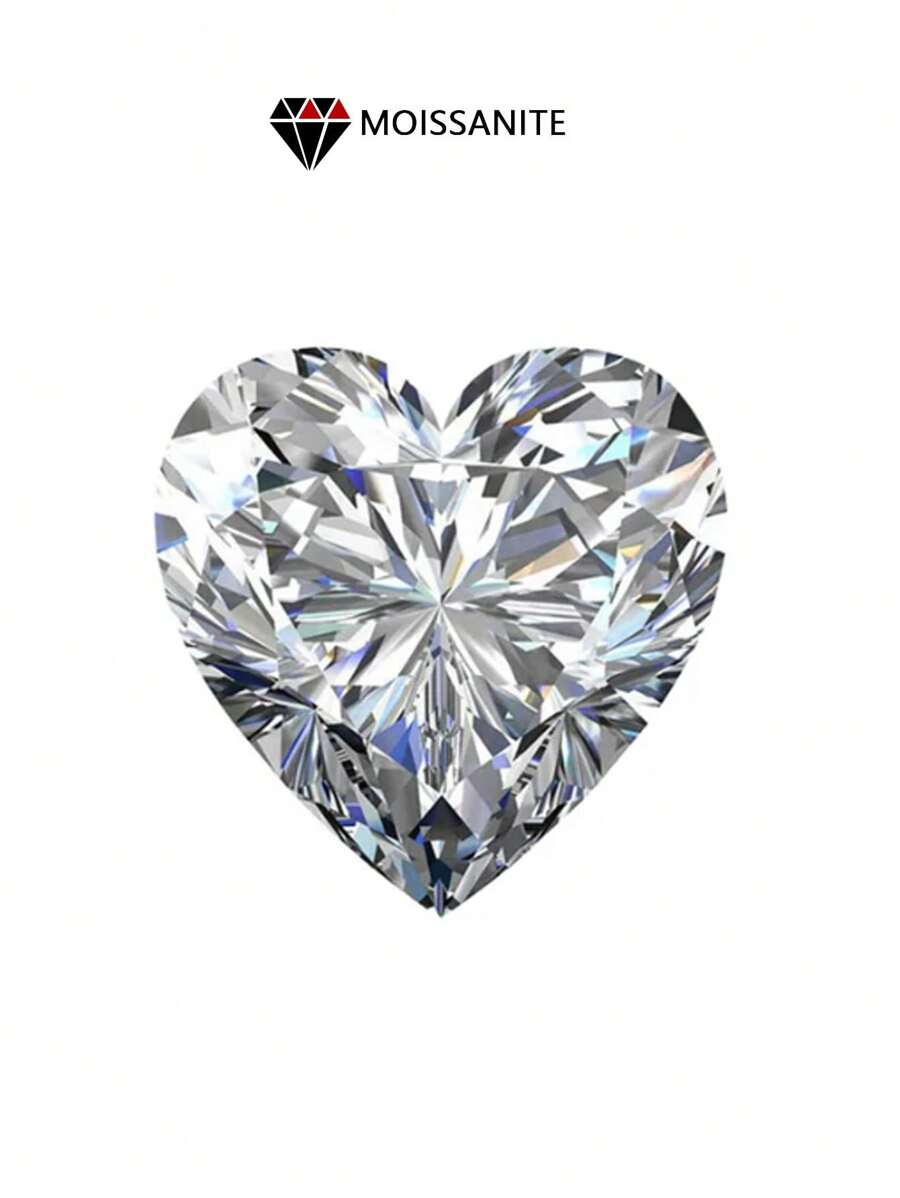 1入組1克拉D色心形模似鑽石石頭，具有八個心形和箭頭切割，精美，閃亮，豪華，適於鑲嵌戒指、耳環和項鏈，適用於女性訂婚和婚禮珠寶製作 - 心形 - 查看 1