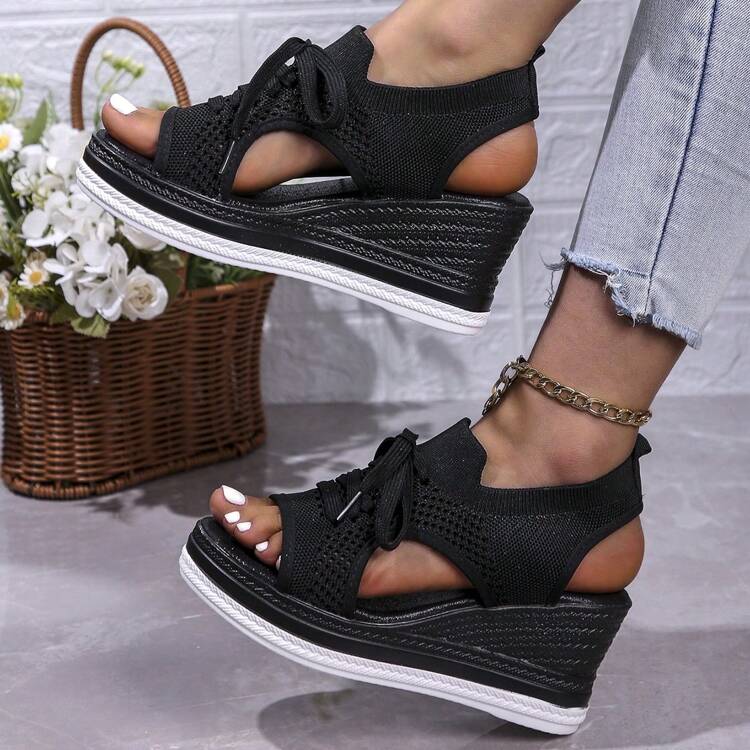 Women Knitted Wedge Sandals Comfortable To Wear Perfect For Home Leisure And Entertainment Parties SHEIN UK