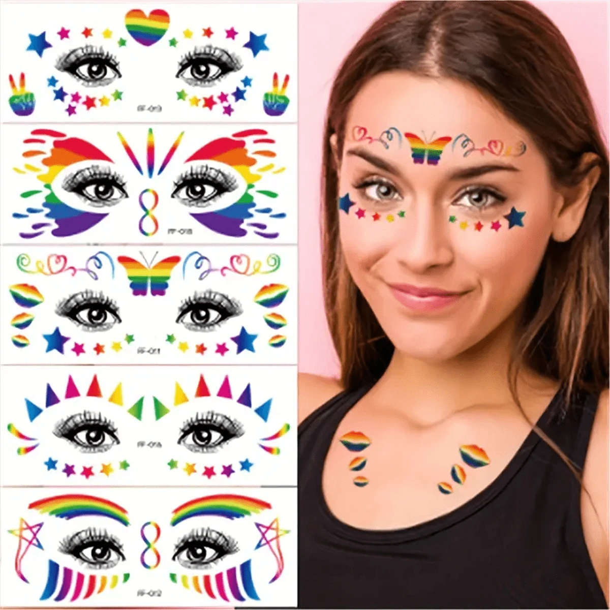 DPKOW Tatuajes De Calavera Que Brillan En Oscuridad Para Halloween – 4 Hojas De Pegatinas Faciales UV Neon Para Mujeres Y Adultos
