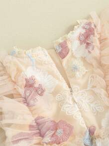 Baby Girl Romper Dress Cap Sleeve Embroidery Flower Bodysuit Summer Clothes