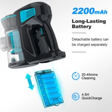 INSE V770 Cordless Vacuum Cleaner, 6 In1 Vacuum Cleaner With Rechargeable Battery, Convenient Lightweight Stick Vacuum Cleaner With Powerful Suction, Handheld Vacuum For Carpet Hard Floor Pet Hair Home - Màu xanh lam - Xem 8