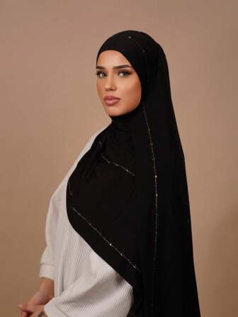1 stuk dames Hot Diamond effen jersey zachte hoofddoek Arabische casual lange sjaal conservatieve effen kleur hoofddoek geschikt voor dagelijks gebruik
