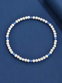 1pc Colorful Diamond Ball Pendant Necklace For Men, Hip Hop Athlete Basketball Star Accessory - Blue - View 1