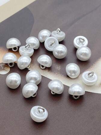20入組細緻蘑菇形帶杆珍珠扣，適用於DIY製作衣服並縫在衣服上，適用於針織衫或上衣
