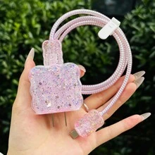 5pcs Crystal Clear Wave Protection Cover Set Compatible With Apple 20W/18W Charger And Fast Charging Head For Mobile Phone Cable Protector, Charger Protector