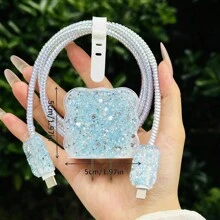 5pcs Crystal Clear Wave Protection Cover Set Compatible With Apple 20W/18W Charger And Fast Charging Head For Mobile Phone Cable Protector, Charger Protector