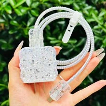 5pcs Crystal Clear Wave Protection Cover Set Compatible With Apple 20W/18W Charger And Fast Charging Head For Mobile Phone Cable Protector, Charger Protector