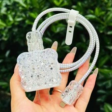 5pcs Crystal Clear Wave Protection Cover Set Compatible With Apple 20W/18W Charger And Fast Charging Head For Mobile Phone Cable Protector, Charger Protector
