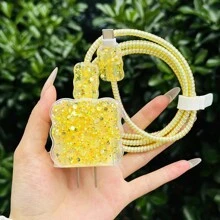 5pcs Crystal Clear Wave Protection Cover Set Compatible With Apple 20W/18W Charger And Fast Charging Head For Mobile Phone Cable Protector, Charger Protector