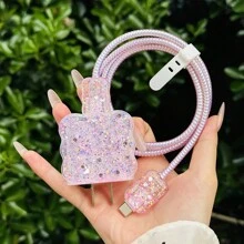 5pcs Crystal Clear Wave Protection Cover Set Compatible With Apple 20W/18W Charger And Fast Charging Head For Mobile Phone Cable Protector, Charger Protector