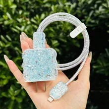5pcs Crystal Clear Wave Protection Cover Set Compatible With Apple 20W/18W Charger And Fast Charging Head For Mobile Phone Cable Protector, Charger Protector