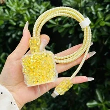 5pcs Crystal Clear Wave Protection Cover Set Compatible With Apple 20W/18W Charger And Fast Charging Head For Mobile Phone Cable Protector, Charger Protector