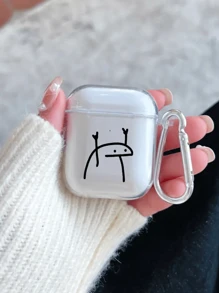 Apple White Cartoon Black Lines Pattern Premium Headphone Protective Case