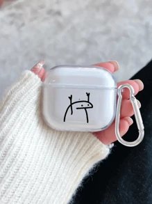 Apple White Cartoon Black Lines Pattern Premium Headphone Protective Case