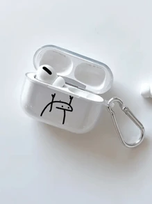 Apple White Cartoon Black Lines Pattern Premium Headphone Protective Case