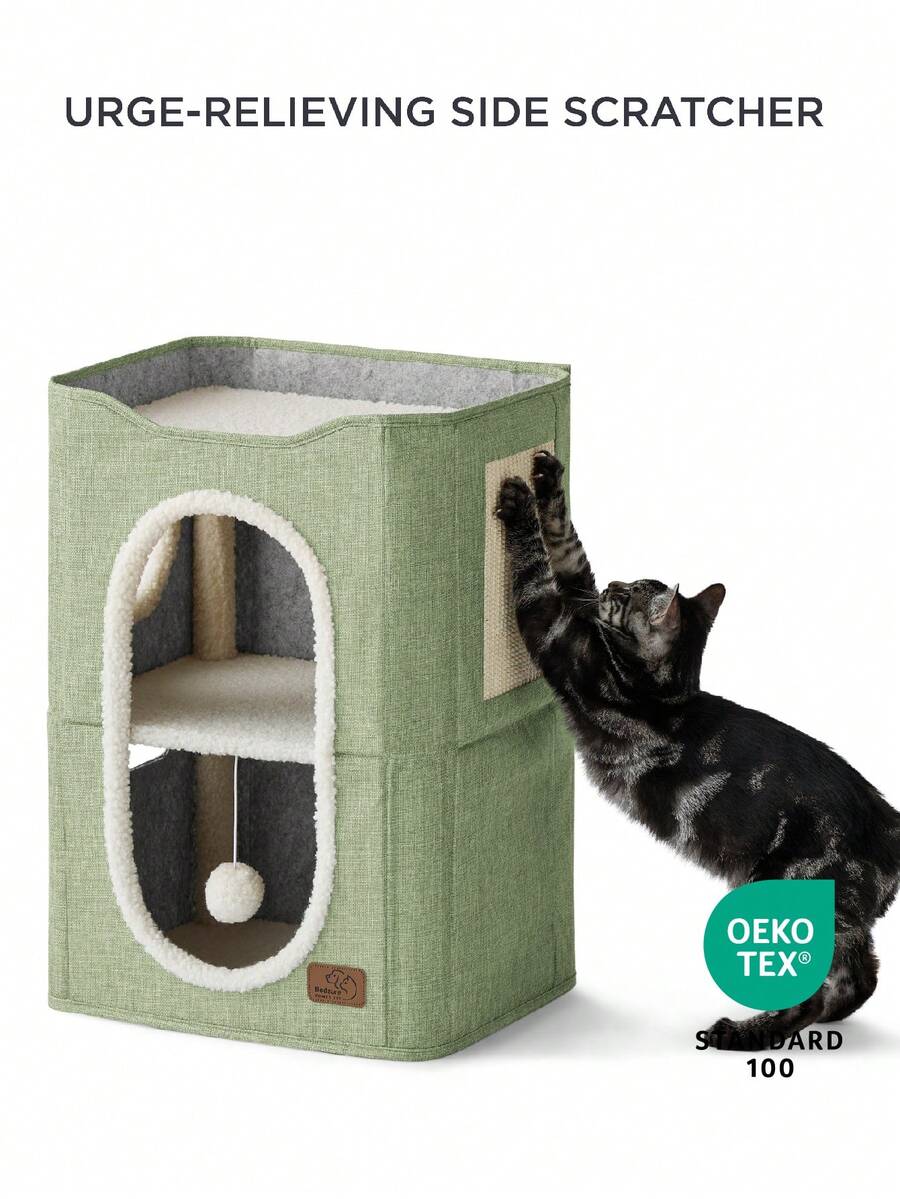 Bedsure Bedsure 2Level Cat House For Indoor Cats Small Cat Towers With Scratch Pad And