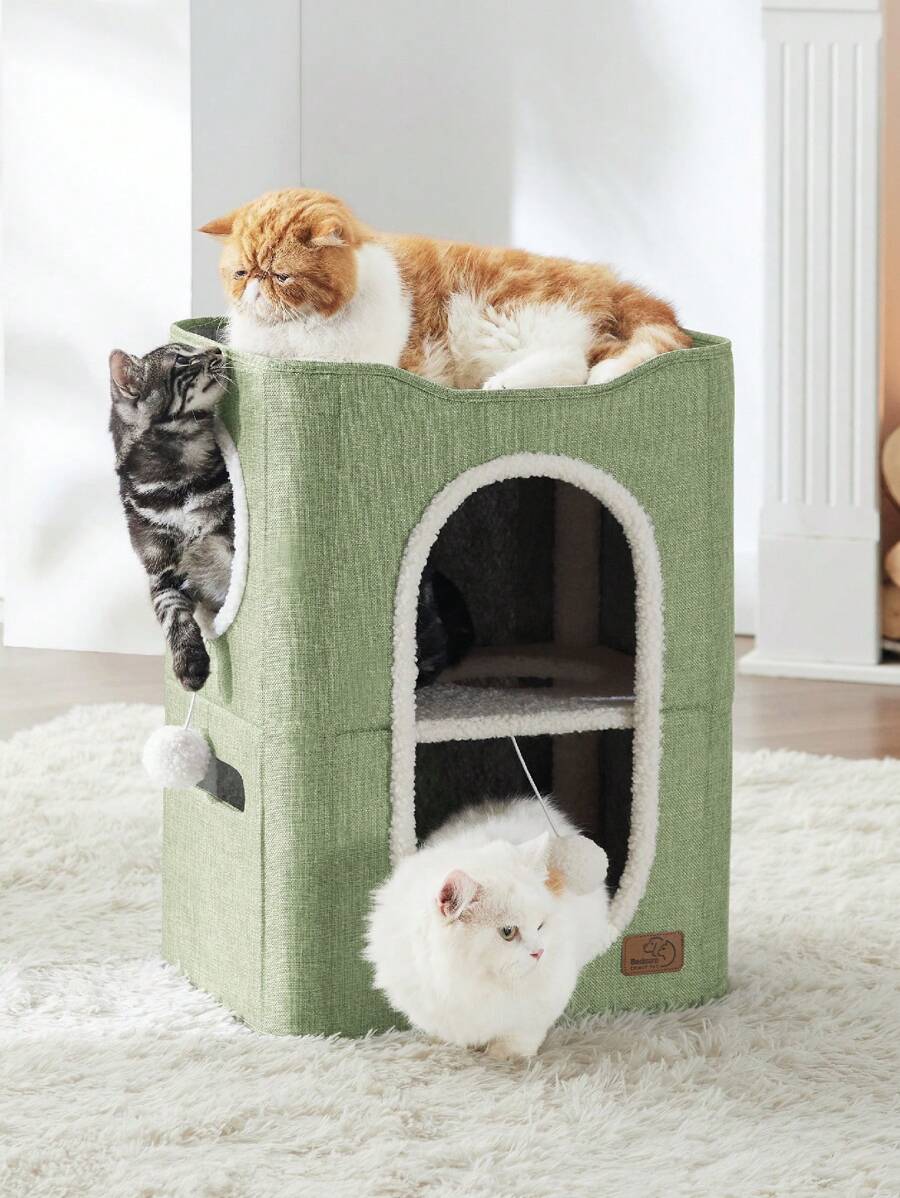 Bedsure Bedsure 2Level Cat House For Indoor Cats Small Cat Towers With Scratch Pad And