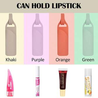 Tillbehör för sminkväska med läppstift, bärbar mini-sminkväska i silikon med läppstift, reseväska för läppglans, kan hängas på nyckelring, väska och vägg