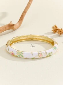 1pc Fashionable New Bohemian Style White Enamel Bracelet Jewelry Gift, Suitable For Women And Girls - White - View 5