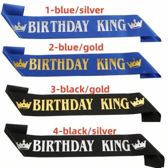 1pc Birthday King Celebrate Your Birthday In Style With This Black And Blue Satin Sash For Men And Boys - Perfect For 18th, 20th, 30th, 40th, 50th, And 60th Birthdays - Add A Touch Of Elegance To Your Party Decorations Party Supplies Ribbon,Christmas