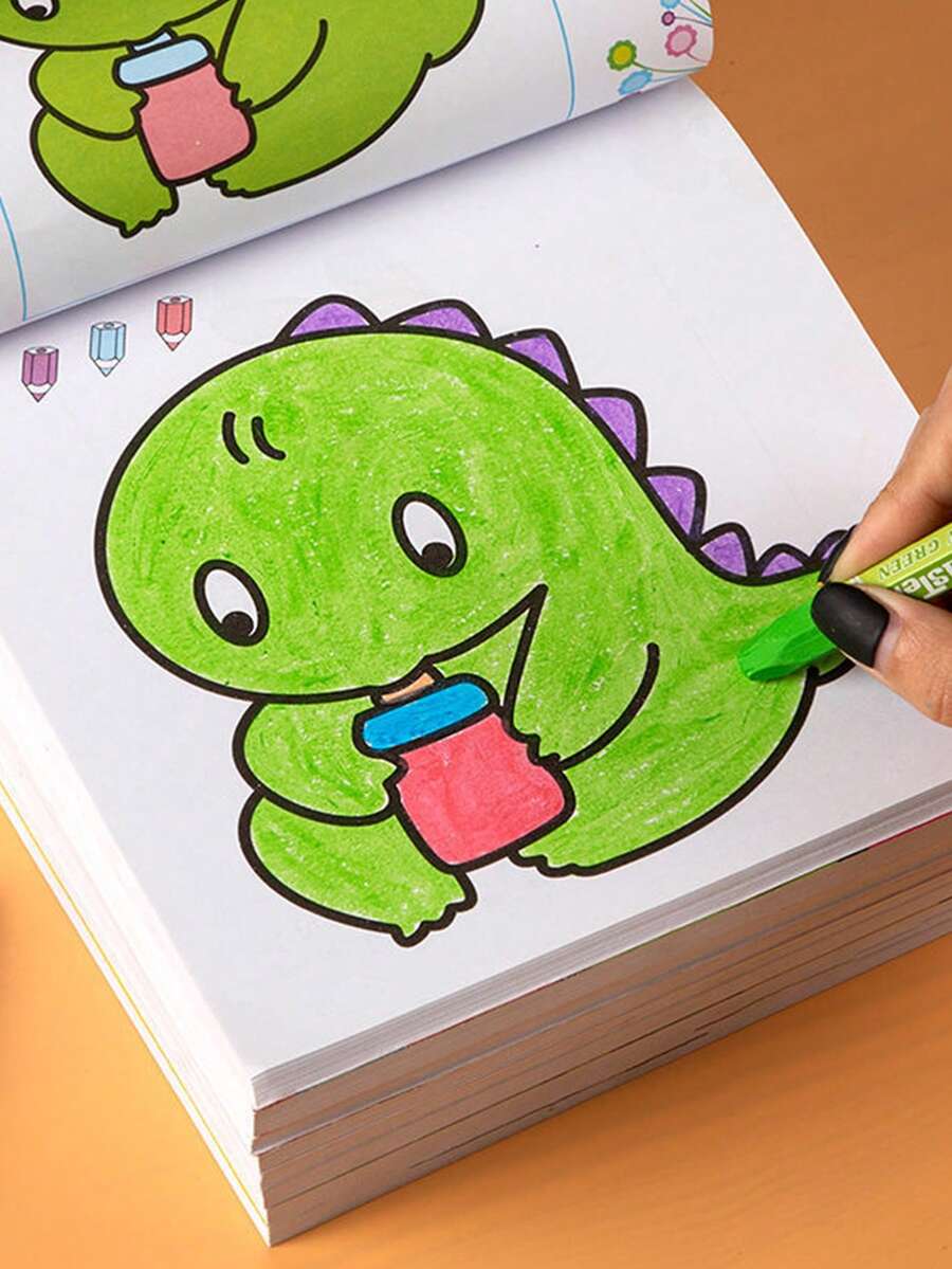 1 pieza Libros para colorear para niños y niñas con dibujos de coches, animales, verduras y bebés, libro de dibujo de la escuela para la educación temprana de papelería - Multicolor - Ver 1