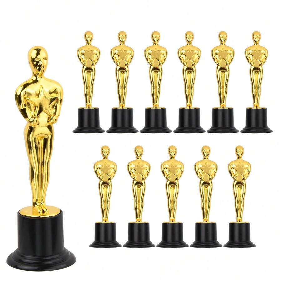 12 PCS Golden Trophy Awards, 15.2cm Mini Plastic Trophies For Kids, Bulk Small Star Trophies For School Award, Parties, Celebrations, And Sports Events,Christmas - Gold - View 1