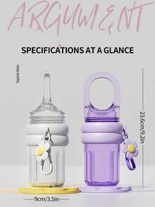 Solid Color Portable Cup, Solid Color Ins Style Summer Portable Handheld Water Cup 1pc Water Bottle - Multicolor - View 7