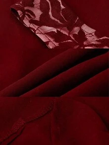 Vestido sin mangas con hombros descubiertos y estampado floral a la moda para mujer,Vestido de noche, elegante primavera y verano para niñas, vestido de gasa con tirantes de encaje floral de un solo hombro, falda larga - Burdeos - Ver 5