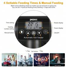 Automatic Fish Feeder Programmable Fish Food Dispenser Multi-Functional Fish Food Timer With Digital Display Screen, 200mL Capacity, Black - 黑色 - 查看 4