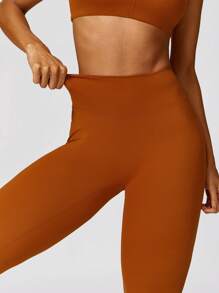 MASKERT 女士休閒貼身短袖套裝，健身瑜伽套裝，高彈性跑步運動套裝，瑜伽裝套裝機場穿搭 - 可可 - 查看 8