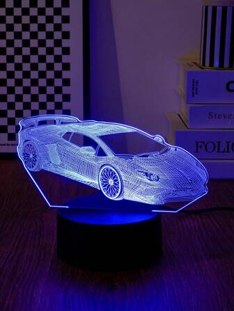 1pc Super Car Shaped 7 Colors Changing Touch 3d Night Light