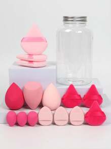 15pcs Makeup Sponge Set With Storage Container, Including 3pcs Makeup Sponge & 3pcs Mini Makeup Sponge & 3pcs Large Powder Puff & 3pcs Mini Powder Puff & 3pcs Mini Finger Cushion Puff, For Liquid, Cream And Powder Foundation, Multi-Colored Makeup Sponge, Latex-Free Dry And Wet Dual Use Foundation Cream, With Air Cushion Puff, Latex-Free Beauty Sponge And Makeup Puff, For Liquid Foundation, Foundation And Concealer. Suitable For All Skin Types. Made Of Ultra-Soft Velvet, Specially Designed For Contouring, Eye And Corner, Beauty Blending Container For Mix Foundation.