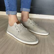 Impermeável Tênis Sapatilhas Espadrille , Homens Mocassins , Casual Lona Cor Sólida Sapatos Planos Para Férias - Cinza Claro - Visão 4